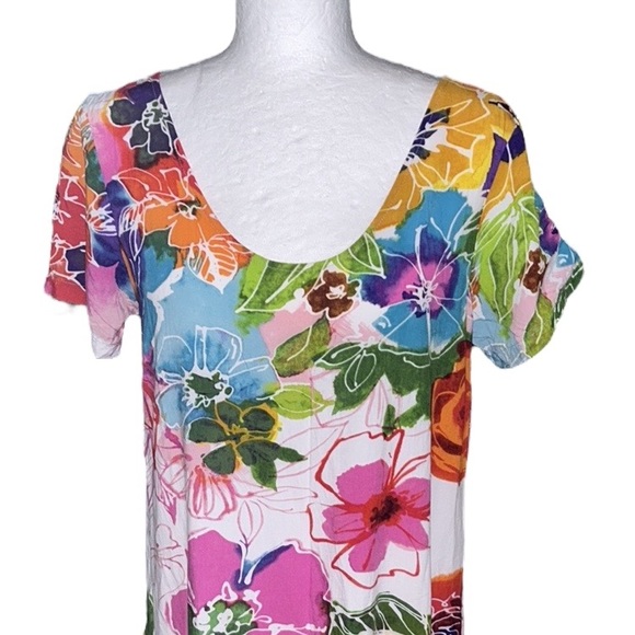 Jams World Hattie Tropical Floral Hawaiian Tiered Mini Dress - S - Picture 4 of 13